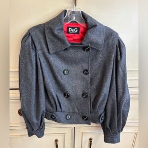 Dolce & Gabbana Gray Soft Balloon Sleeve Jacket 40 wool cashmere double breasted